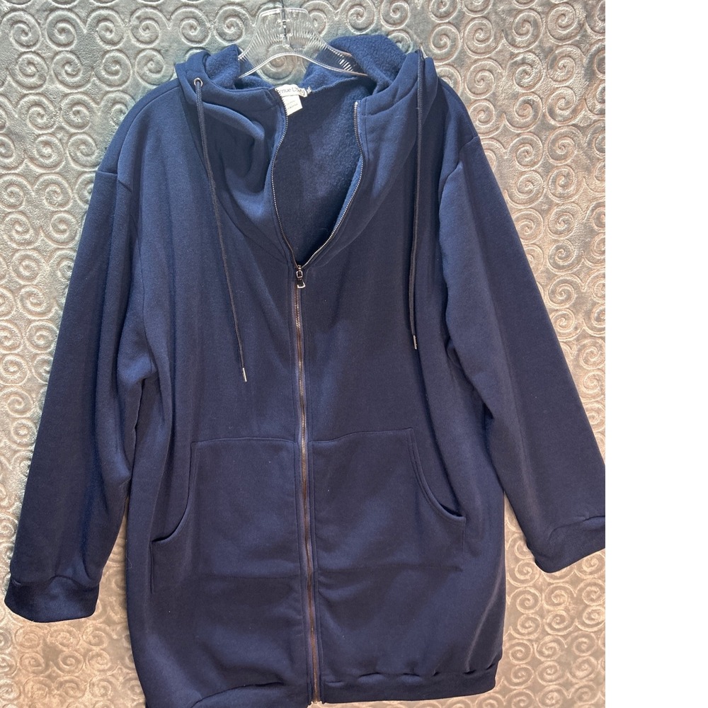 Avenue USA Navy Blue Full Zip Hoodie Long Sleeve Pockets Size‎ 2XL